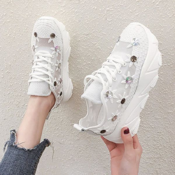 2020 spring and summer new rhinestone thick platform old shoes ladies white shoes, Black
2020 spring and summer new rhinestone thick platform old shoes ladies white shoes, Black