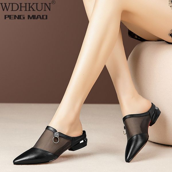 women summer slip on mesh pu sandals ladies pointed toe cone heels slides woman fashion sandal female casual shoes 2020 hot, Black
women summer slip on mesh pu sandals ladies pointed toe cone heels slides woman fashion sandal female casual shoes 2020 hot, Black