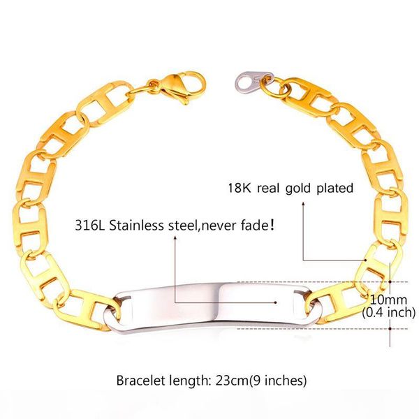 316l stainless steel puffed marina bracelet for men 18k real gold plated flat mariner chain bracelet, Black
316l stainless steel puffed marina bracelet for men 18k real gold plated flat mariner chain bracelet, Black