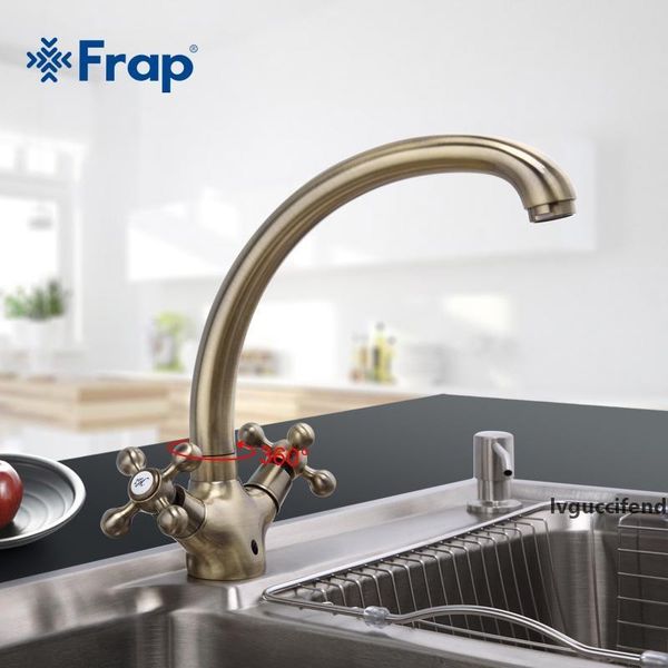 frap double handle kitchen faucet antique brass and cold water mixer 360 degree rotating gooseneck design f4219-4 t200424
frap double handle kitchen faucet antique brass and cold water mixer 360 degree rotating gooseneck design f4219-4 t200424