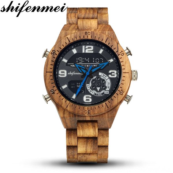 202 casual business sports fashion electronic double display electronic wooden watch men's watch hair, Blue
202 casual business sports fashion electronic double display electronic wooden watch men's watch hair, Blue