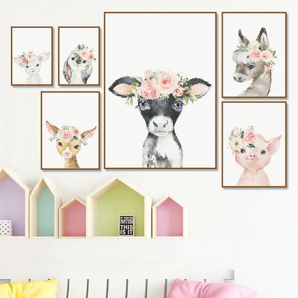 cartoon donkey deer pig sheep rabbit flower wall art canvas painting nordic posters and prints wall picture for kids room decor
cartoon donkey deer pig sheep rabbit flower wall art canvas painting nordic posters and prints wall picture for kids room decor