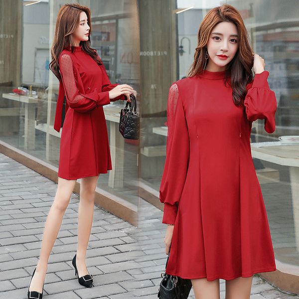 2020 new style fashion lactation garment red skirt spring gauze joint lantern sleeve waist hugging slimming dress, White
2020 new style fashion lactation garment red skirt spring gauze joint lantern sleeve waist hugging slimming dress, White
