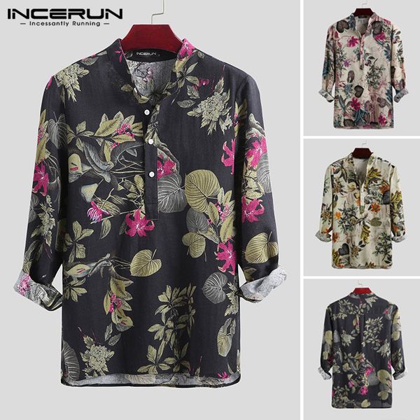 vintage men printed shirt cotton streetwear breathable stand collar long sleeve casual shirts retro 2020 camisas hombre incerun, White;black
vintage men printed shirt cotton streetwear breathable stand collar long sleeve casual shirts retro 2020 camisas hombre incerun, White;black