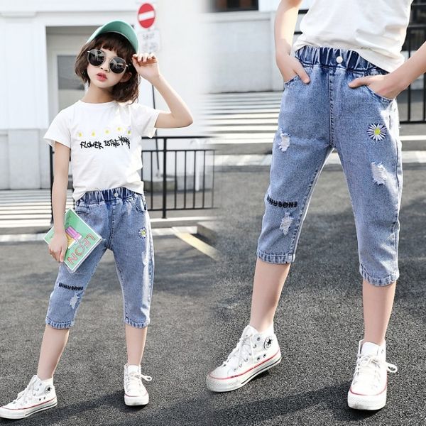 m0pft girls' 2020 new summer dress foreign style middle and big children korean thin capri pants girls' middle pants for primary s, Blue
m0pft girls' 2020 new summer dress foreign style middle and big children korean thin capri pants girls' middle pants for primary s, Blue