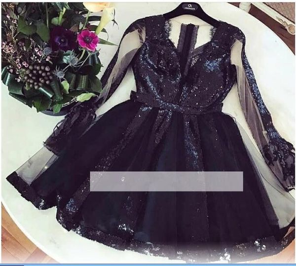 2020 sheer long sleeves sequins short homecoming dresses tulle applique a-line knee length short evening prom dresses bc0191, Red
2020 sheer long sleeves sequins short homecoming dresses tulle applique a-line knee length short evening prom dresses bc0191, Red