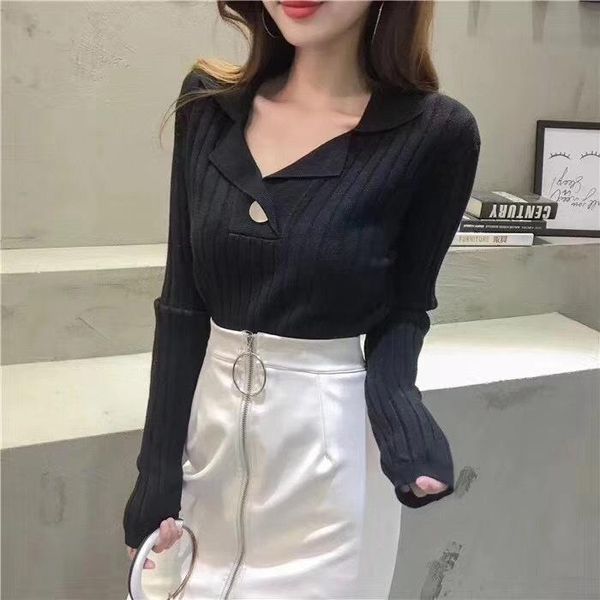 autumn winter new korean version of the lapel button v-neck knit bottoming shirt long-sleeved wild color sweater women knitted sweat, White;black
autumn winter new korean version of the lapel button v-neck knit bottoming shirt long-sleeved wild color sweater women knitted sweat, White;black