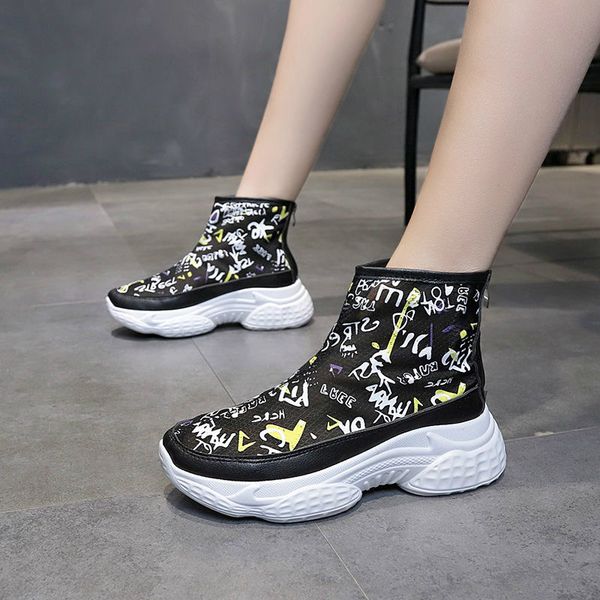 sunmmer newspaper graffit short boots women fashion transparent thick heels boots girl non-slip casual breathable shoes -604, Black
sunmmer newspaper graffit short boots women fashion transparent thick heels boots girl non-slip casual breathable shoes -604, Black