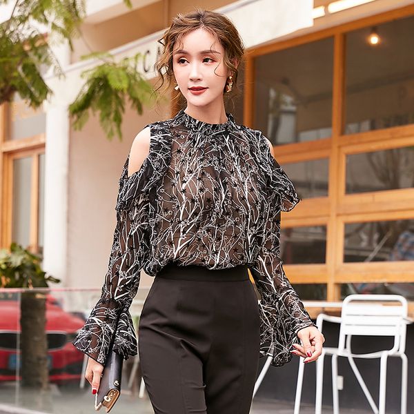 selling autumn printed flared long-sleeved off-shoulder blouse ruffles elegant fashion chiffon shirt women, White
selling autumn printed flared long-sleeved off-shoulder blouse ruffles elegant fashion chiffon shirt women, White