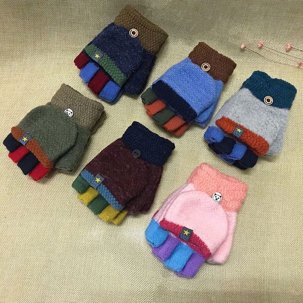 velvet thickened warm and children's half finger flip gloves winter color matching five finger children's warm gloves, White
velvet thickened warm and children's half finger flip gloves winter color matching five finger children's warm gloves, White