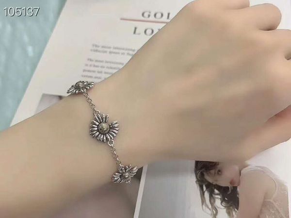 925 sterling silver flower bracelet vintage sterling silver small daisy flower bracelet men and women hip hop sun flower bracelet, Black
925 sterling silver flower bracelet vintage sterling silver small daisy flower bracelet men and women hip hop sun flower bracelet, Black