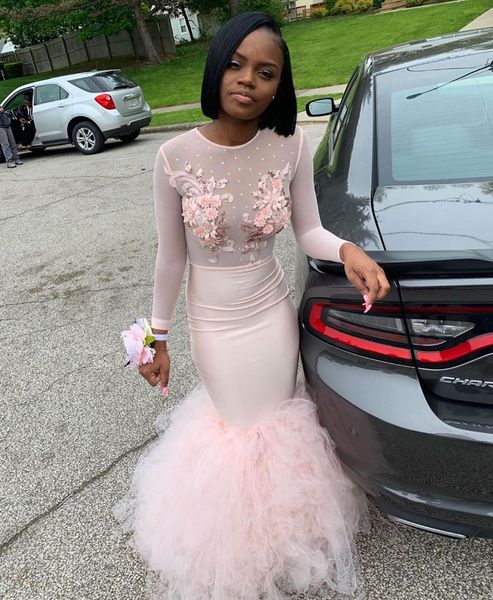 african long sleeve prom dress mermaid beaded 3d flowers floor length plus size evening dresses women formal gala party gowns, Black 
african long sleeve prom dress mermaid beaded 3d flowers floor length plus size evening dresses women formal gala party gowns, Black