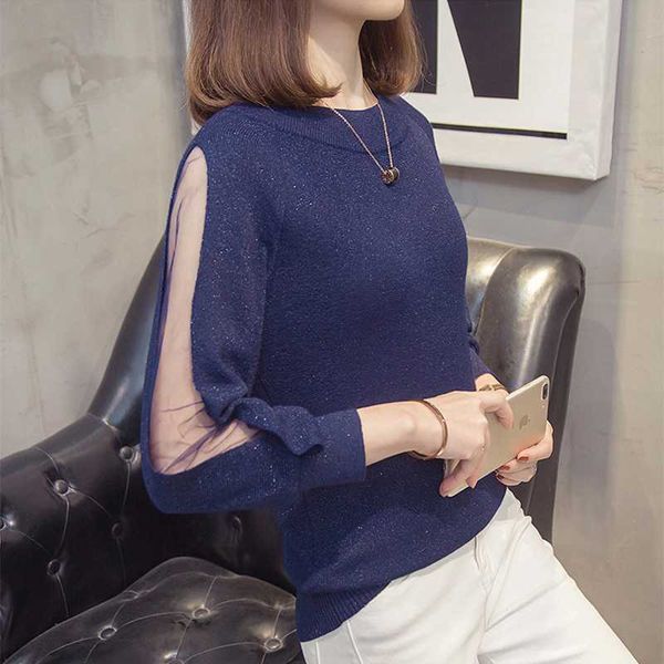 women's sweaters plus size mesh patchwork sweater pullover 2021 spring women fashion korean bright silk knitted oversize knitwear jump, White;black
women's sweaters plus size mesh patchwork sweater pullover 2021 spring women fashion korean bright silk knitted oversize knitwear jump, White;black