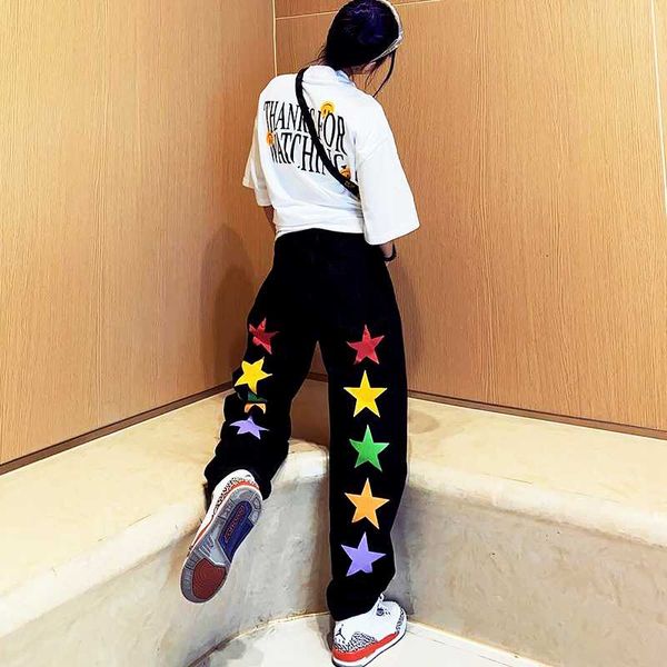 fashion high streetwear casual straight jeans women new tide star pattern loose pants women jeans for woman sl421, Blue
fashion high streetwear casual straight jeans women new tide star pattern loose pants women jeans for woman sl421, Blue