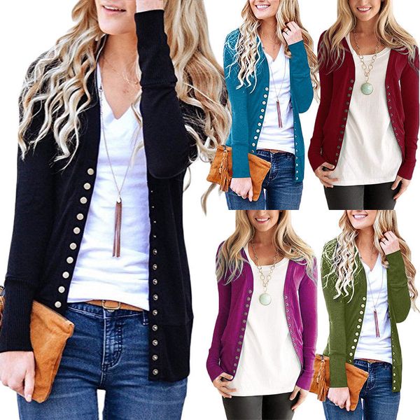2020 womens bow collar button down knitwear long sleeve soft basic knit snap cardigan coats jackets casual solid clothes, Black;brown
2020 womens bow collar button down knitwear long sleeve soft basic knit snap cardigan coats jackets casual solid clothes, Black;brown