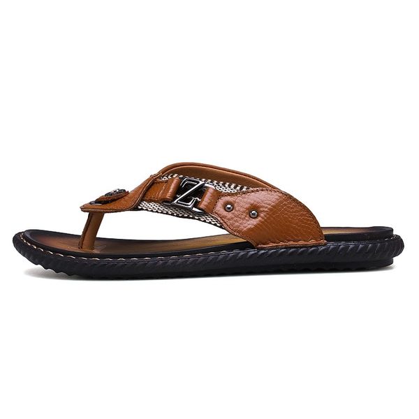 couro sandalias uomo herren slide homme shoes de sandal verano zandalias sandalle ritable sandalet sandalen v heren cuir da man, Black
