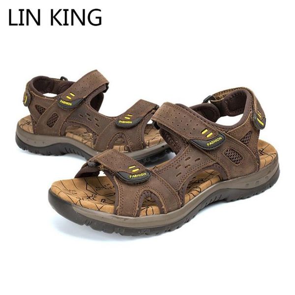 lin king classic genuine leather sandals for men cool summer outdoor shoes soft sole comfortable anti skid man beach sandals, Black
lin king classic genuine leather sandals for men cool summer outdoor shoes soft sole comfortable anti skid man beach sandals, Black