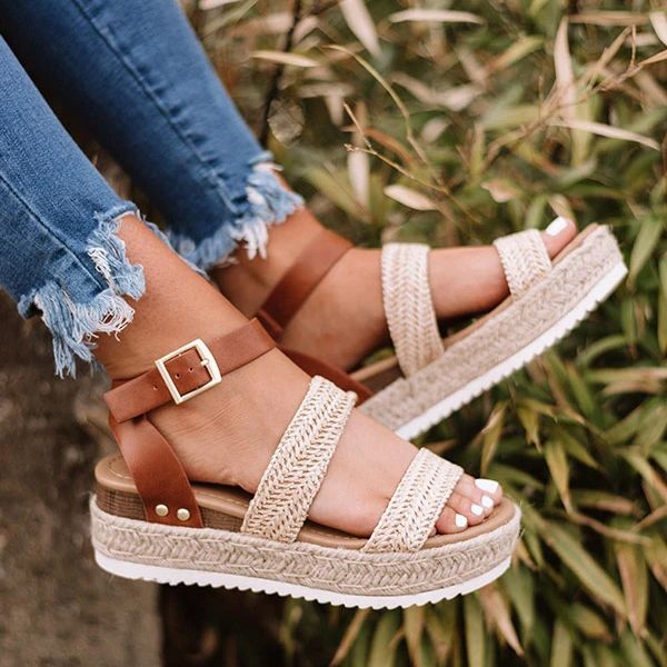 women platform sandals 2020 fashion summer casual thick bottom sandals buckle strap open toe ladies straw weaving shoes, Black
women platform sandals 2020 fashion summer casual thick bottom sandals buckle strap open toe ladies straw weaving shoes, Black