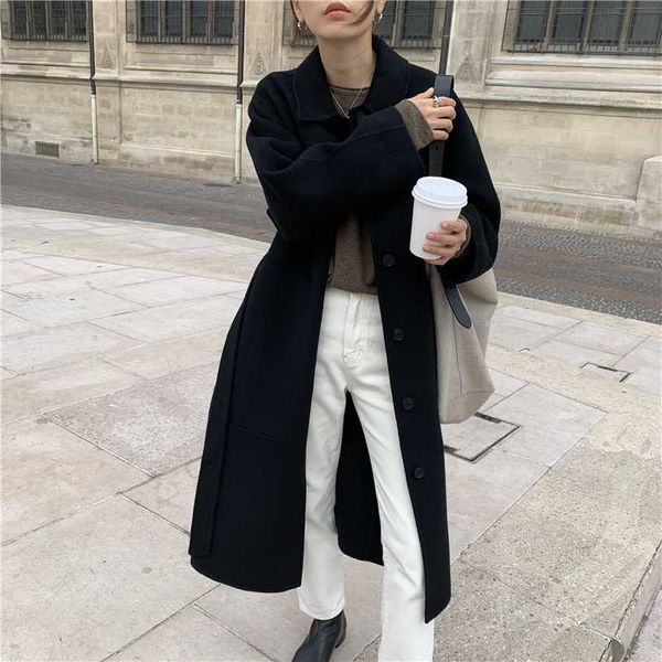 women winter turn-down collar black super long wool coat long sleeve single breasted elegant woolen overcoat jacket with belt
women winter turn-down collar black super long wool coat long sleeve single breasted elegant woolen overcoat jacket with belt