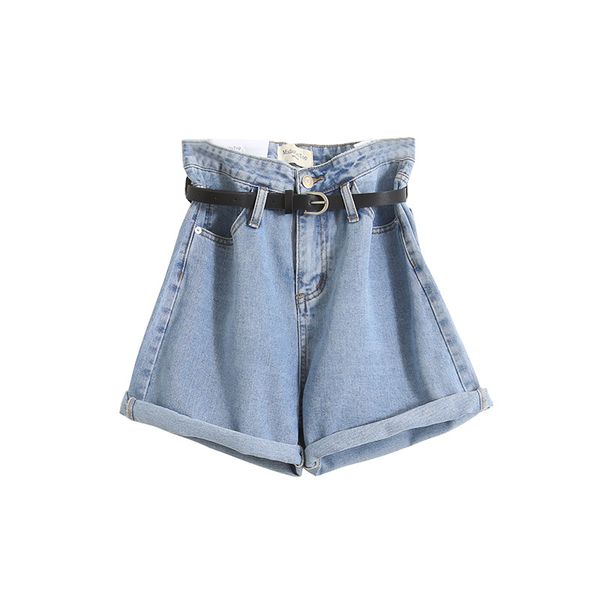 women's jeans spring and summer belt high waist slim a-character denim loose fashion curled light color white wide leg shorts, Blue
women's jeans spring and summer belt high waist slim a-character denim loose fashion curled light color white wide leg shorts, Blue