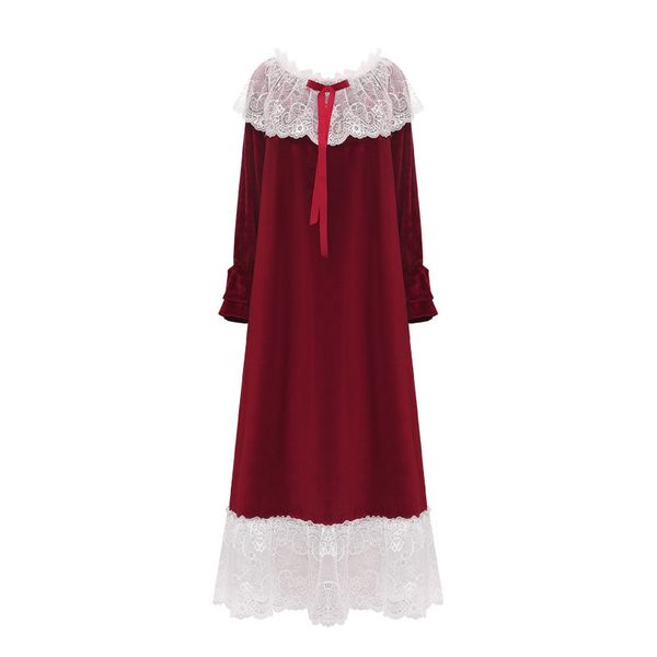 women's sleepwear winter plush thickened double faced warm princess nightdress girl sweet court lace elegant home wear, Black;red
women's sleepwear winter plush thickened double faced warm princess nightdress girl sweet court lace elegant home wear, Black;red