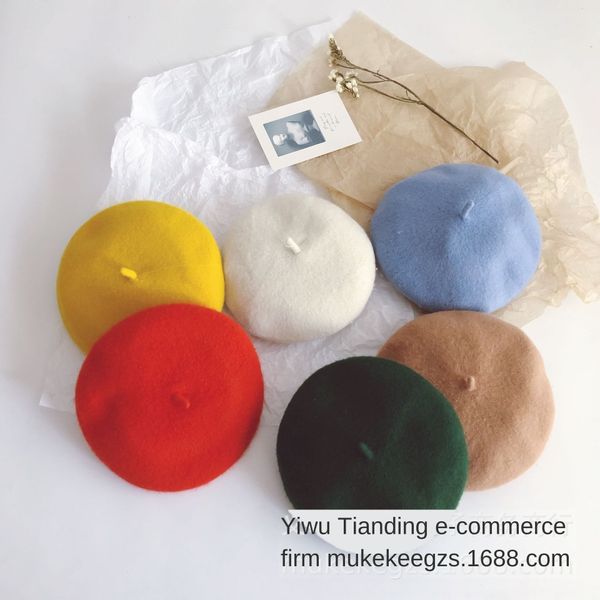 tianding children's solid color wool beret autumn all-match 's pumpkin painter's hat fashion baby painter cap baby cap hat, Yellow
tianding children's solid color wool beret autumn all-match 's pumpkin painter's hat fashion baby painter cap baby cap hat, Yellow
