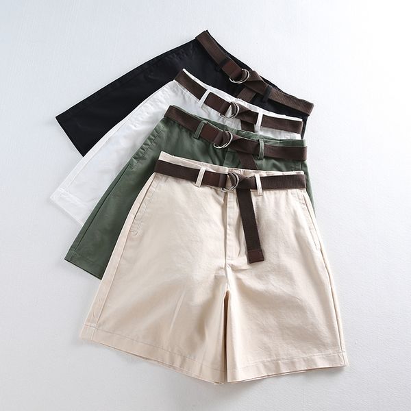 women's shorts women 2021 wide leg casual female a line solid with belt feminino summer loose high waist, White;black
women's shorts women 2021 wide leg casual female a line solid with belt feminino summer loose high waist, White;black