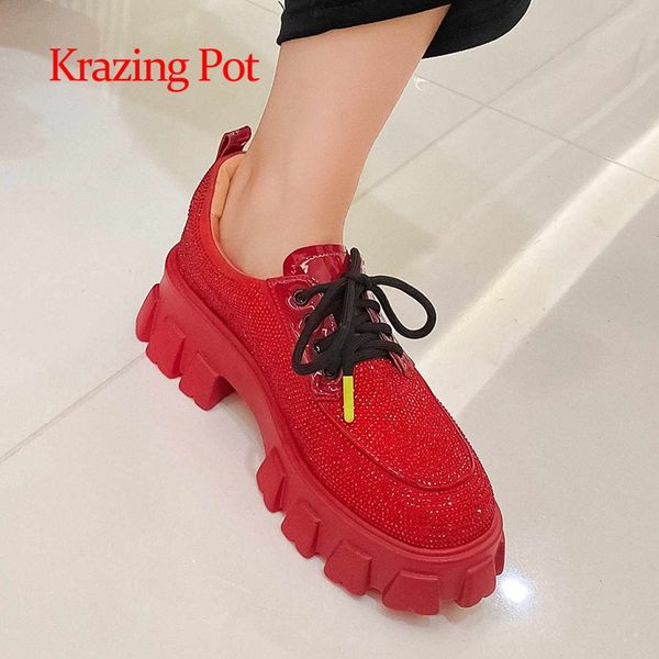 krazing pot british school patchwork rhinestone waterproof round toe thick high heels lace up large size fashion women pumps l23, Black
krazing pot british school patchwork rhinestone waterproof round toe thick high heels lace up large size fashion women pumps l23, Black
