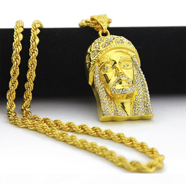 l men 's iced out jesus face pendant with a 30 inch rope chain necklace 18k gold plated cz jesus pendant gold silver hip hop jewe
l men 's iced out jesus face pendant with a 30 inch rope chain necklace 18k gold plated cz jesus pendant gold silver hip hop jewe