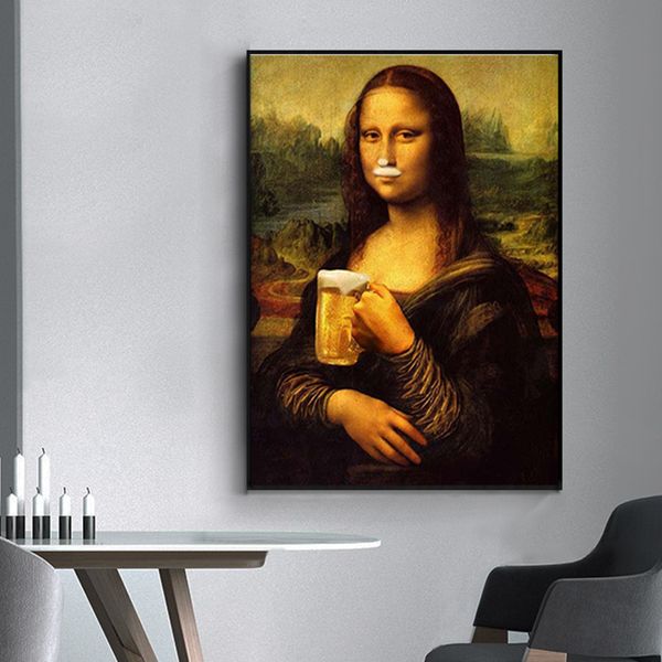 spoof fun mona lisa drinking beer canvas painting posters and print quadro wall art picture for living room cuadros home decor
spoof fun mona lisa drinking beer canvas painting posters and print quadro wall art picture for living room cuadros home decor