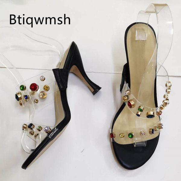 real leather rhinestone sandals women open toe rivet transparent strange high heel shoes woman mules slippers, Black
real leather rhinestone sandals women open toe rivet transparent strange high heel shoes woman mules slippers, Black