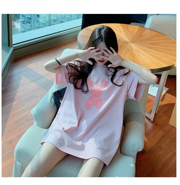 20s fashion women designer t shirts with rabbit printed casual summer long style t shirt womens loose tees size -2xl, White
20s fashion women designer t shirts with rabbit printed casual summer long style t shirt womens loose tees size -2xl, White