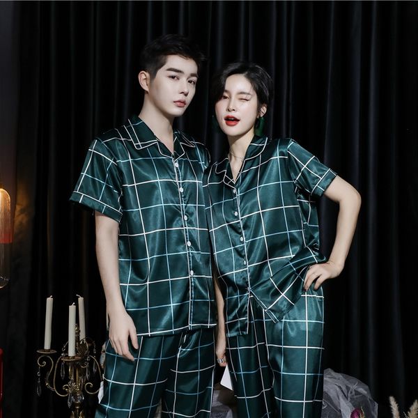 xhccy ice silk pajamas couple style fat size plaid positioning short-sleeved trousers cardigan cardigan household clothing clothes home clot, Black;brown
xhccy ice silk pajamas couple style fat size plaid positioning short-sleeved trousers cardigan cardigan household clothing clothes home clot, Black;brown