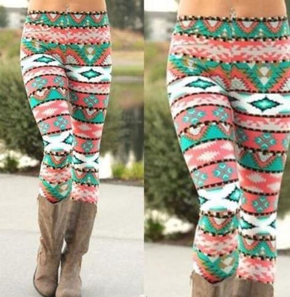 ladies winter warm christmas high snowflakes leggings cotton knit, Black