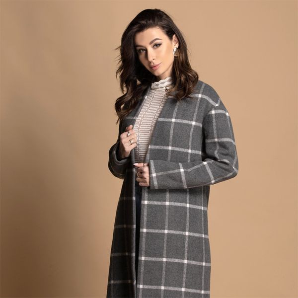 2020 d&h fur european new style for autumn and winter women's gray plaid v letter open collar woolen coat ins popular long coat, Black
2020 d&h fur european new style for autumn and winter women's gray plaid v letter open collar woolen coat ins popular long coat, Black