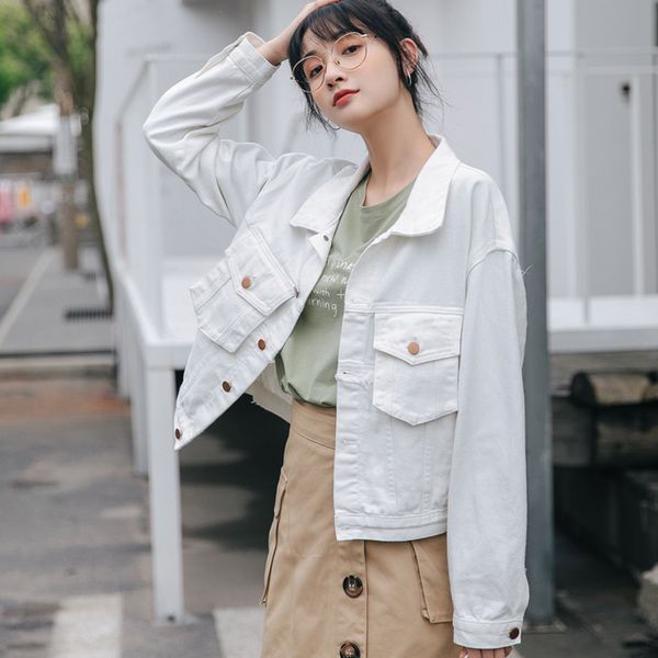 women's jackets zoki white women denim jacket autumn long sleeve fashion tassel loose jean short coat causal korean pocket female outwe, Black;brown
women's jackets zoki white women denim jacket autumn long sleeve fashion tassel loose jean short coat causal korean pocket female outwe, Black;brown