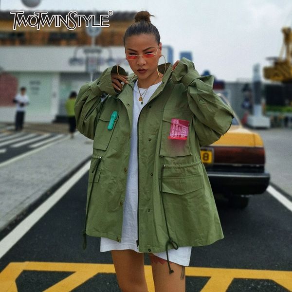 twotwinstyle drawstring women's windbreaker lantern long sleeve single breasted pocket female coats 2020 autumn fashion new, Tan;black
twotwinstyle drawstring women's windbreaker lantern long sleeve single breasted pocket female coats 2020 autumn fashion new, Tan;black
