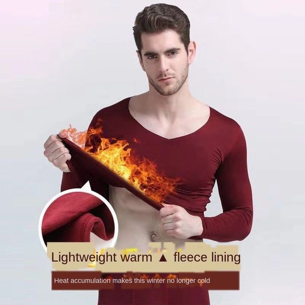 men's seamless thermal underwear set heating fiber fleece v-neck mid-thick warm clothes underwear and autumn clothes autumn pants, Black;brown
men's seamless thermal underwear set heating fiber fleece v-neck mid-thick warm clothes underwear and autumn clothes autumn pants, Black;brown