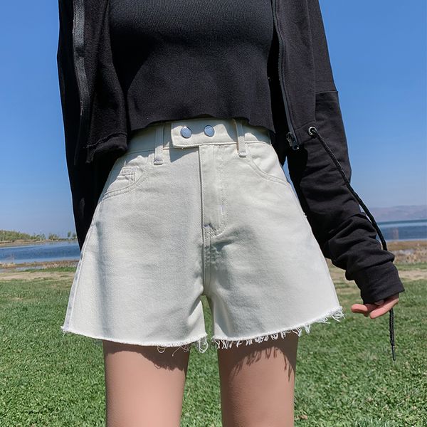 women's shorts denim women plus size jean high waist short street style casual solid button loose black beige blue gray cotton, White;black
women's shorts denim women plus size jean high waist short street style casual solid button loose black beige blue gray cotton, White;black