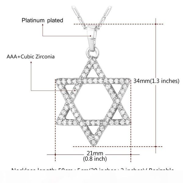 magen david pendant necklace women's platinum plated 18k real gold plated star of david necklace with cubic zirconia, Silver
magen david pendant necklace women's platinum plated 18k real gold plated star of david necklace with cubic zirconia, Silver