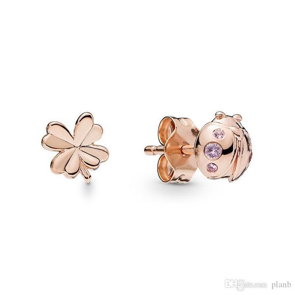 Rose gold plated Clover & Ladybird Stud Earrings Original Box for Pandora 925 Sterling silver cute small Earring sets for Women girls Gift
Rose gold plated Clover & Ladybird Stud Earrings Original Box for Pandora 925 Sterling silver cute small Earring sets for Women girls Gift