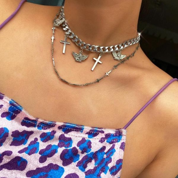 gothic angel cross pendant choker necklace for women vintage layered queen coin chunky chain necklaces men jewelry, Golden;silver
gothic angel cross pendant choker necklace for women vintage layered queen coin chunky chain necklaces men jewelry, Golden;silver