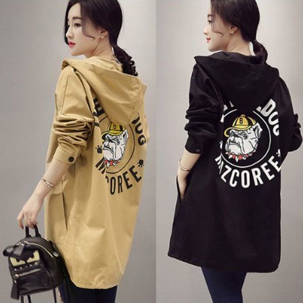 2019 autumn windbreaker short new mid-length printed korean casual hooded short coat women's thin trench coat, Tan;black
2019 autumn windbreaker short new mid-length printed korean casual hooded short coat women's thin trench coat, Tan;black
