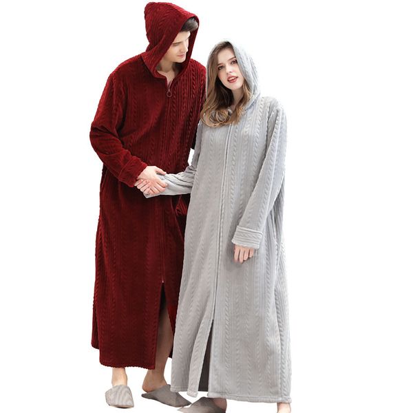 women's sleepwear 2021 women flannel robes zipper x-long bathrobes hooded winter couple's home clothes solid long sleeve coral vel, Black;red
women's sleepwear 2021 women flannel robes zipper x-long bathrobes hooded winter couple's home clothes solid long sleeve coral vel, Black;red