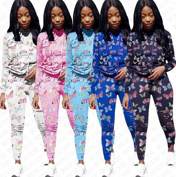женщины tracksuit дизайнер сломанный hole бабочки печать sweatsuit свитер с капюшоном толстовки леггинсы брюки set 2 шт нижнее спортивный ко, White 
женщины tracksuit дизайнер сломанный hole бабочки печать sweatsuit свитер с капюшоном толстовки леггинсы брюки set 2 шт нижнее спортивный ко, White