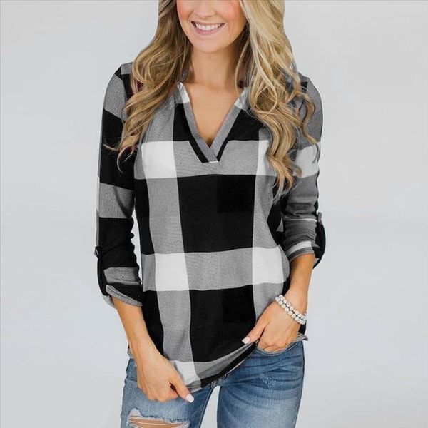plaid casual womens blouse roll applique up long sleeve v neck button lattice shirt print blouse loose female long sleeve, White
plaid casual womens blouse roll applique up long sleeve v neck button lattice shirt print blouse loose female long sleeve, White