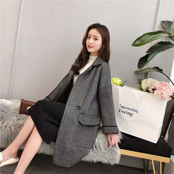 women's wool & blends 2021 autumn and winter mid-length double-sided knit coat korean loose sweater jacket was thin striped, Black
women's wool & blends 2021 autumn and winter mid-length double-sided knit coat korean loose sweater jacket was thin striped, Black