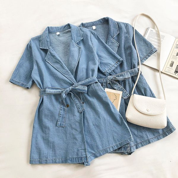 cotton polyester solid jeans women playsuits summer bodysuits short sleeve notched collar sashes slim waist demin rompers, Black;white
cotton polyester solid jeans women playsuits summer bodysuits short sleeve notched collar sashes slim waist demin rompers, Black;white