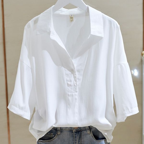 xajsq 2020 summer new korean style shirt pullover loose all-match western style v-neck pullover short sleeve ice silk cotton shirt for women, White
xajsq 2020 summer new korean style shirt pullover loose all-match western style v-neck pullover short sleeve ice silk cotton shirt for women, White
