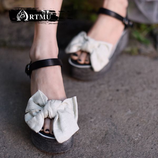 artmu fashion 8 cm heels wedges sandals shoes for women flat platform flip flops genuine leather bow shoes woman butterfly-knot, Black
artmu fashion 8 cm heels wedges sandals shoes for women flat platform flip flops genuine leather bow shoes woman butterfly-knot, Black